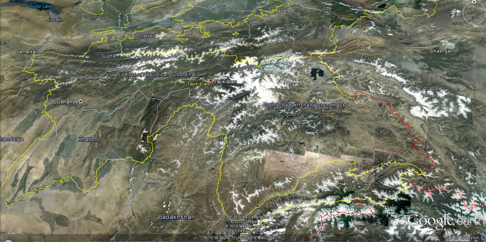 tacikistan yerkure haritasi